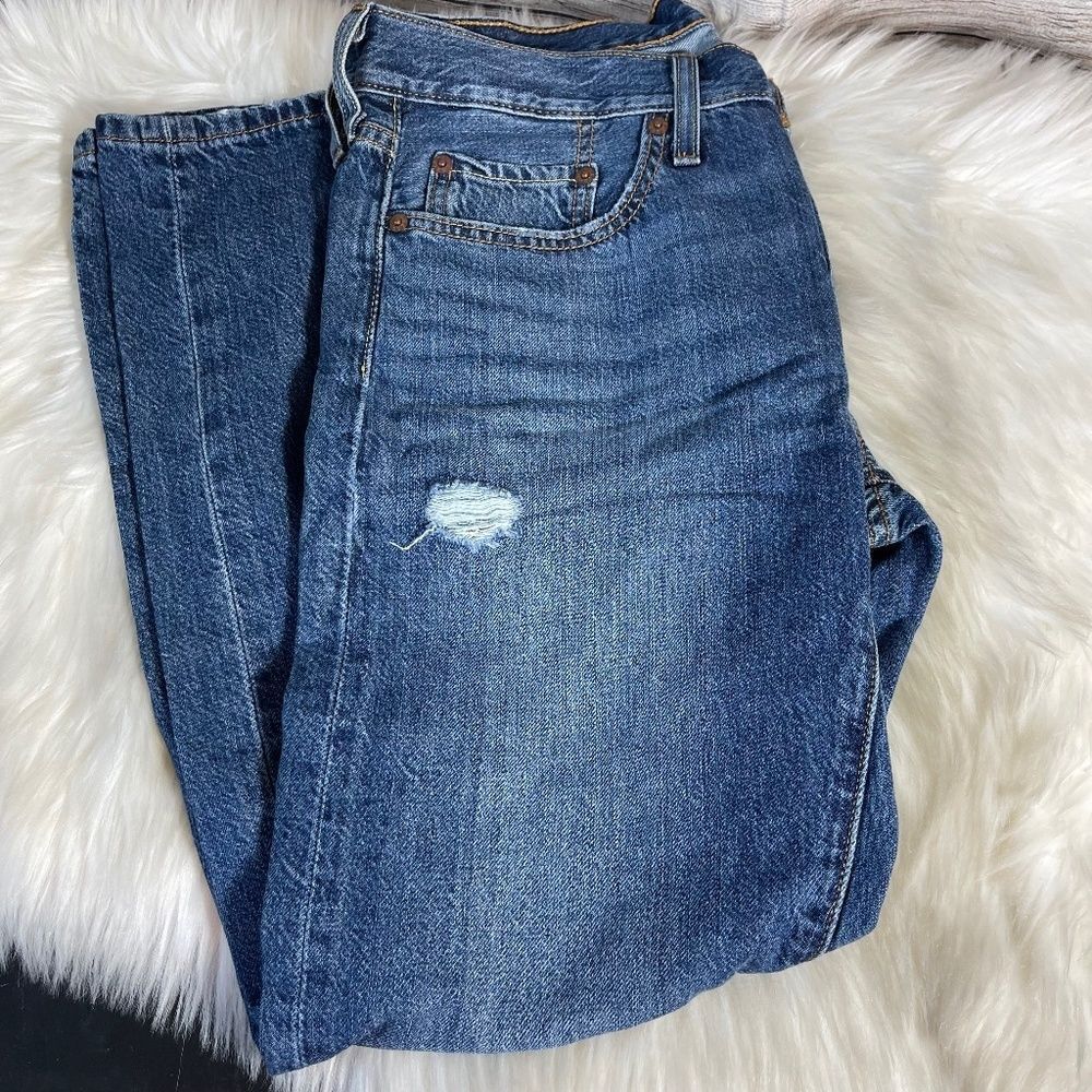 Levi's 501 Tapered‎ Waterless Distressed Jeans Sz Medium Wash Sz 27 X 28